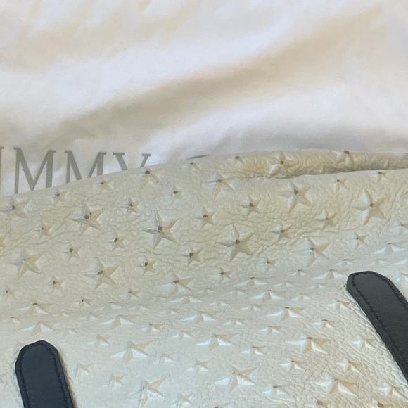 Jimmy Choo Cream Leather Star-Embossed Tote with Black Handles - Picture 7 of 8